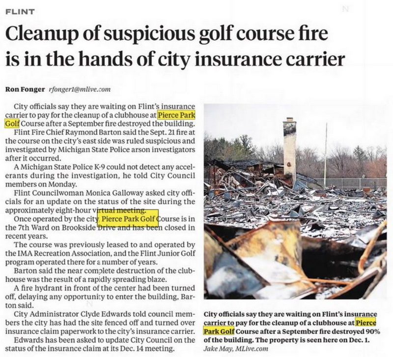 Pierce Municipal Park Golf Course - Dec 3 2020 Fire (newer photo)